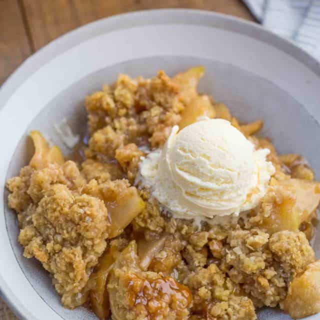 Crispy baked apples topped with ice cream