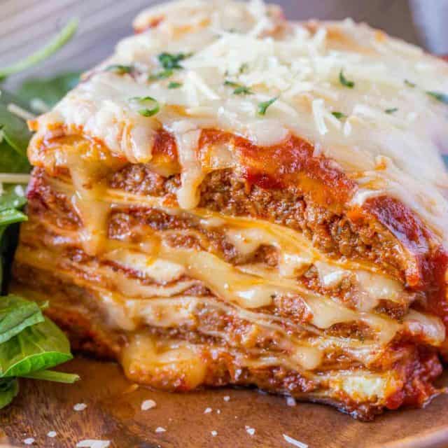 Meat Lasagna on plate.