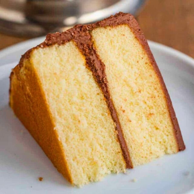 Slice of cake on a white plate 4x3