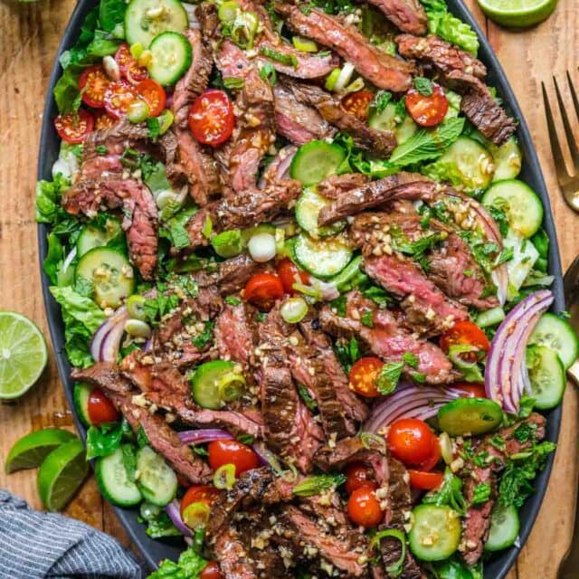 Thai Salad on serving tray, overhead view